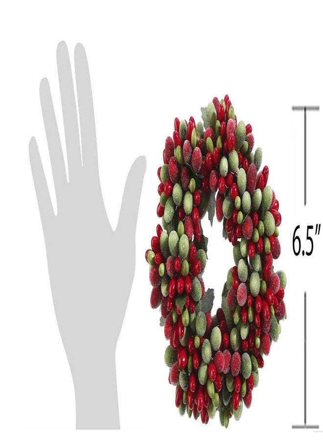 Raz حلقة شموع صغيرة على شكل إكليل من التوت المثلج باللونين الأحمر والأخضر، مقاس 6.5 بوصة - Image 3